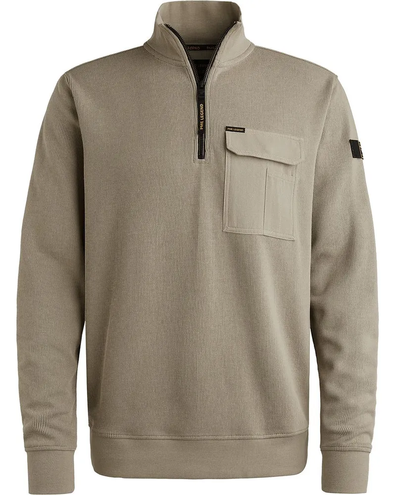 PME Legend Half Zip Sweater Interlock Jersey Kaki Khaki