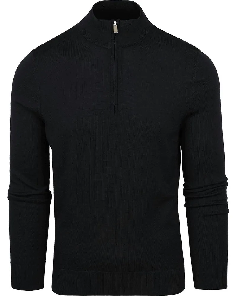 Suitable Merino Half Zip Pullover Schwarz Schwarz