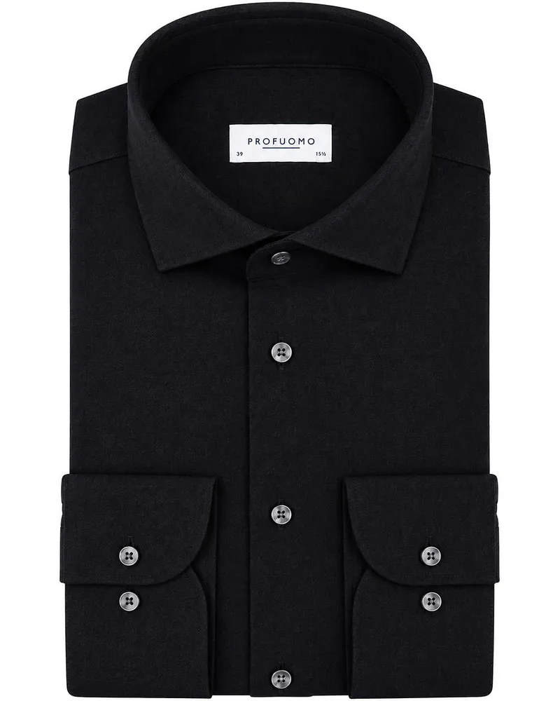 Profuomo Brushed Twill Hemd Navy Dunkelblau