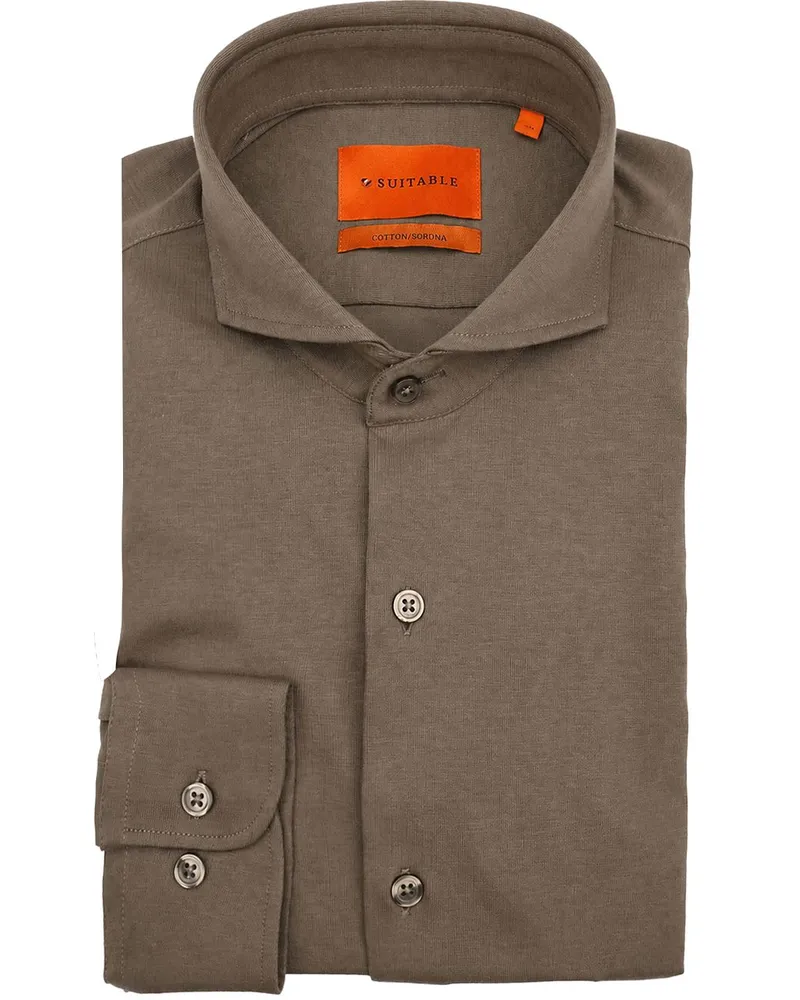 Suitable Sorona Hemd Dark Taupe Taupe