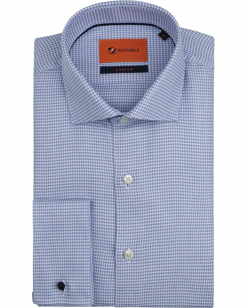 Suitable Hemd Doppelte Manschette Druck Blau Hellblau