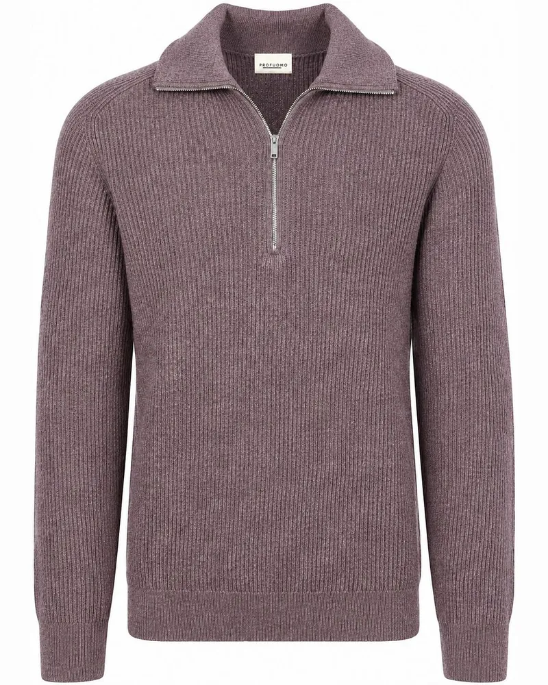 Profuomo Half Zip Pullover Wool Light Aubergine Violett