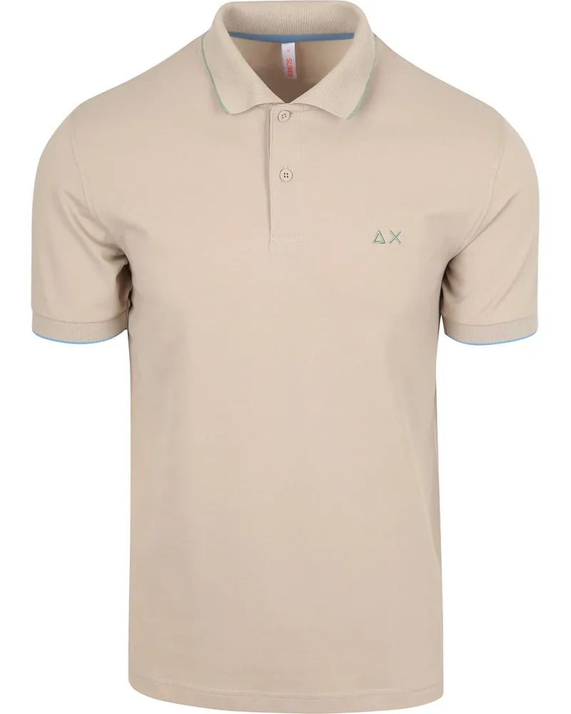 Sun68 Poloshirt Small Stripe Collar Greige Beige