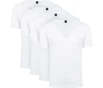 T-Shirt Weiß Tief V-Ausschnitt Vitaru Stretch 4 Pack