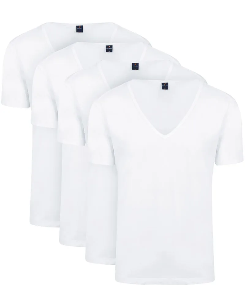Suitable T-Shirt Weiß Tief V-Ausschnitt Vitaru Stretch 4 Pack Weiß