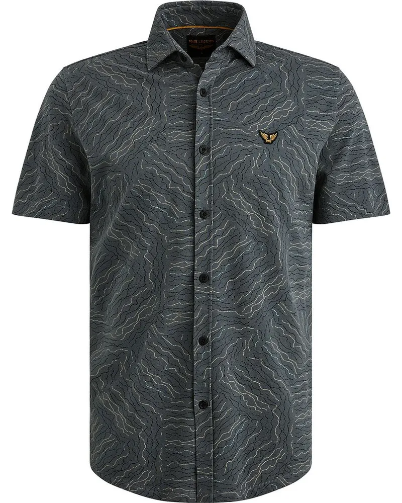PME Legend Short Sleeve Hemd Druck Dark Slate Grau