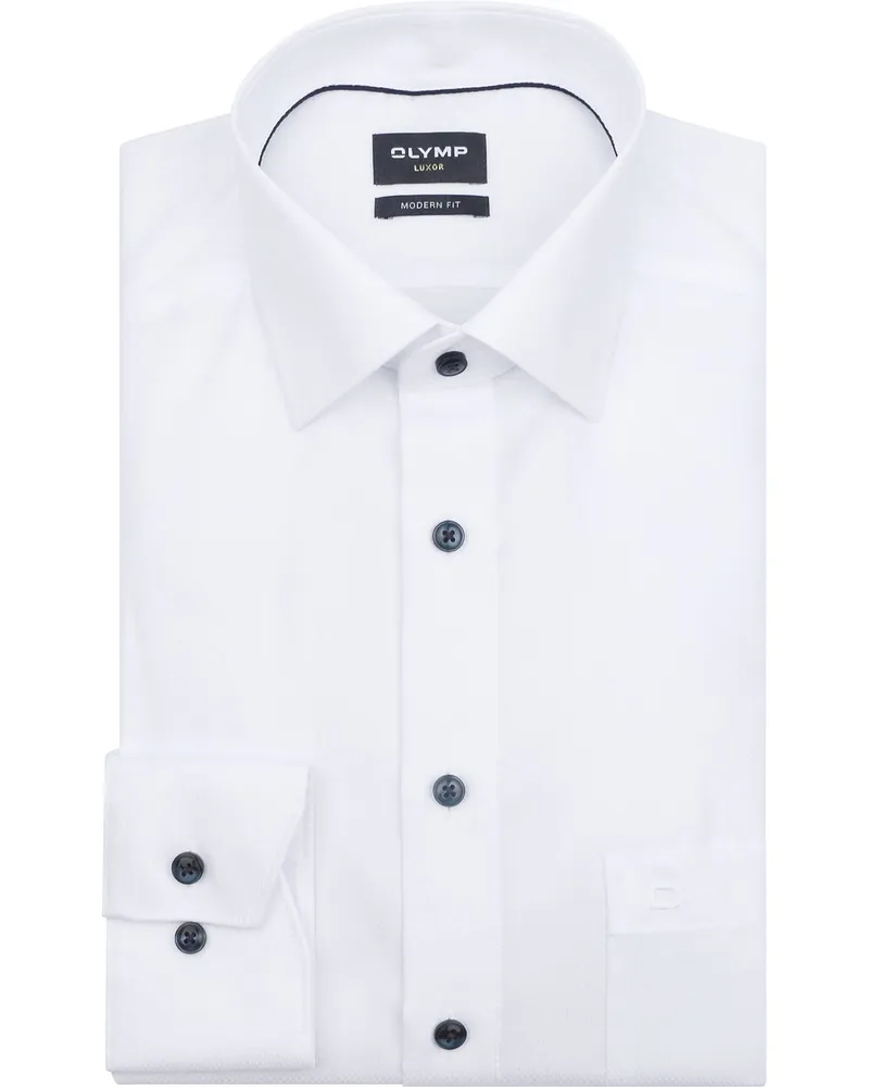 Olymp Luxor Hemd Diamond Twill Weiß Weiß