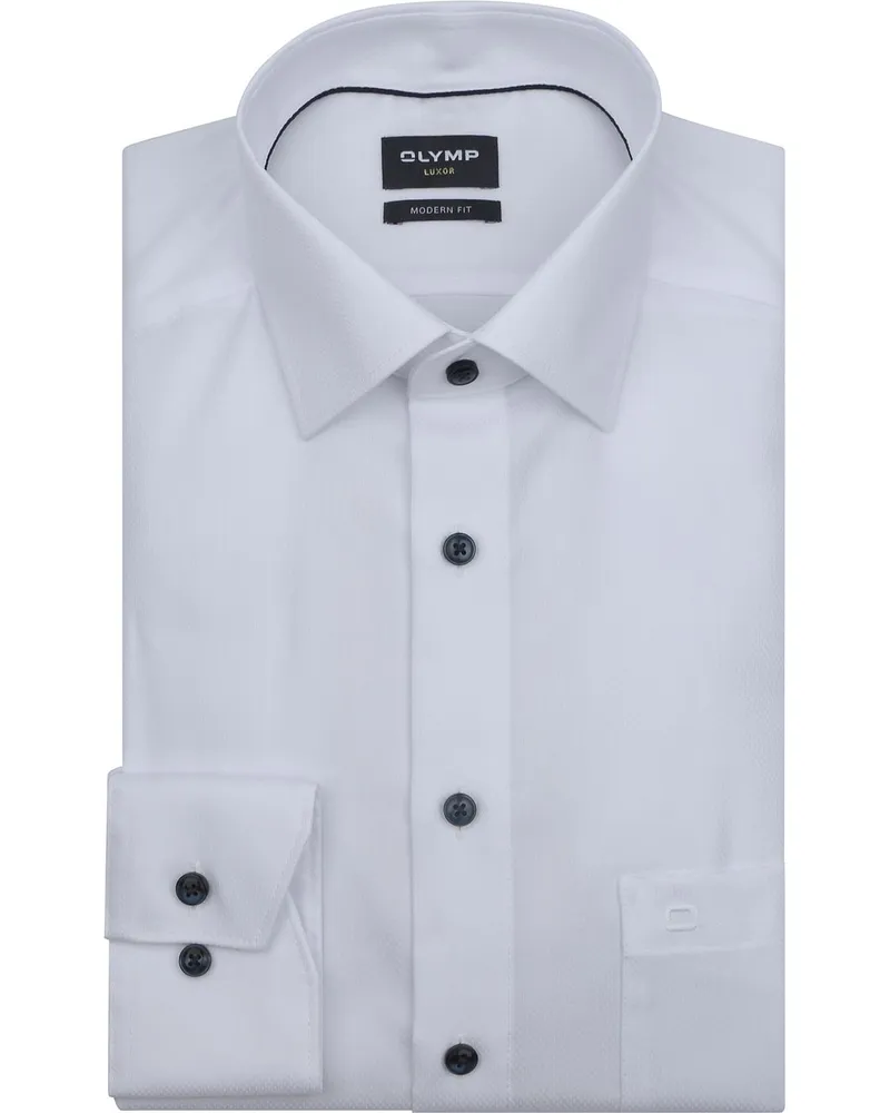 Olymp Luxor Hemd Diamond Twill Weiß Weiß