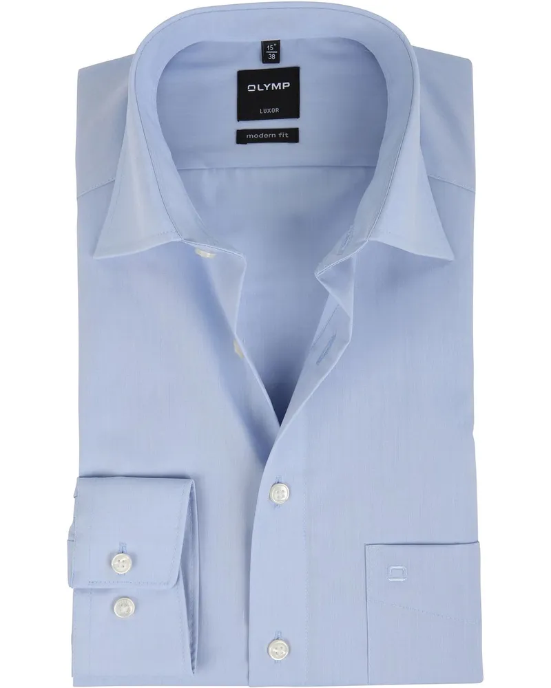 Olymp Luxor Bügelfrei Hemd Modern Fit Blau