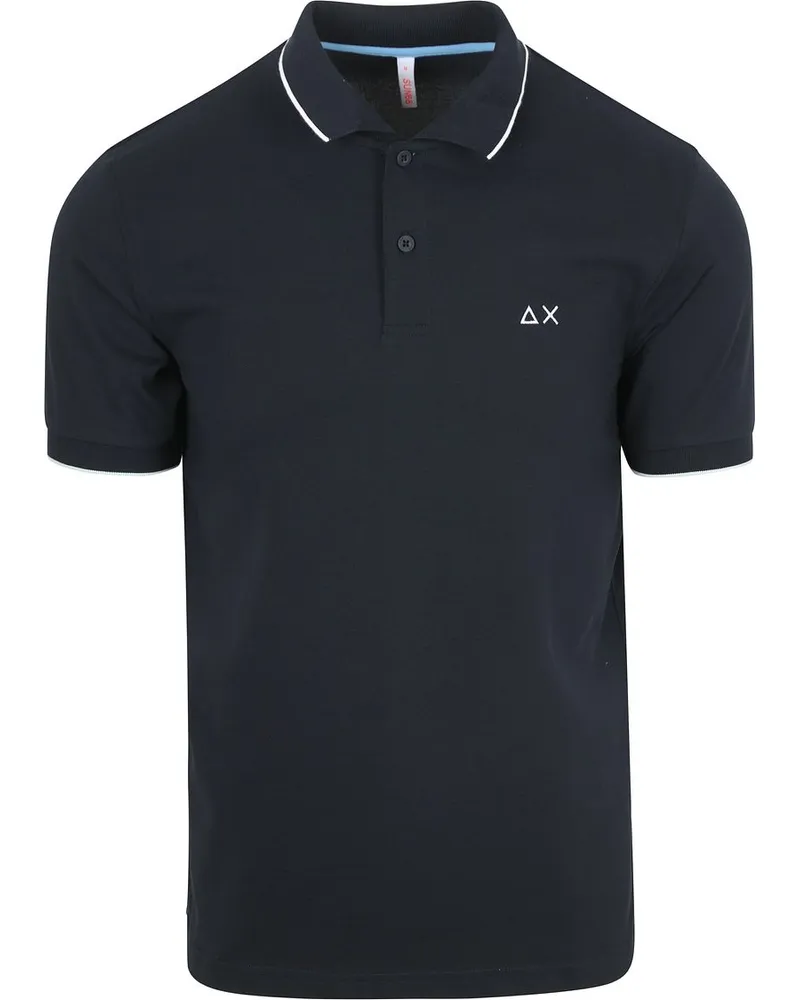 Sun68 Poloshirt Small Stripe Collar Navy Dunkelblau