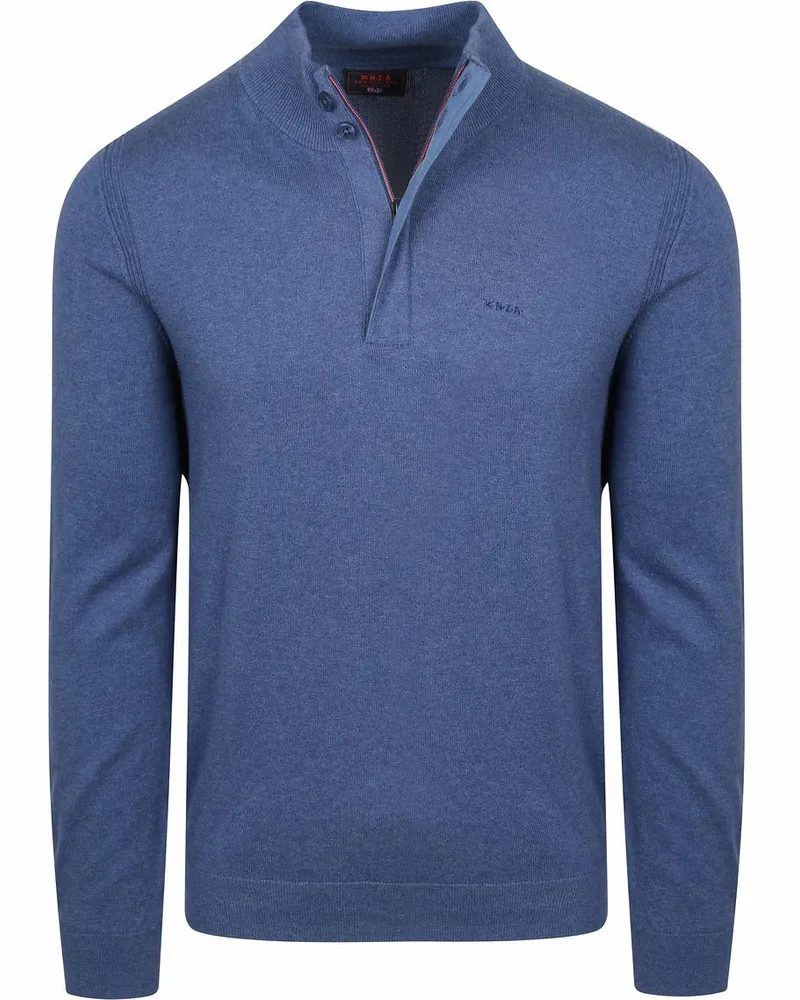 New Zealand Auckland NZA) Half Zip Pullover Akar Melange Spring Blue Blau