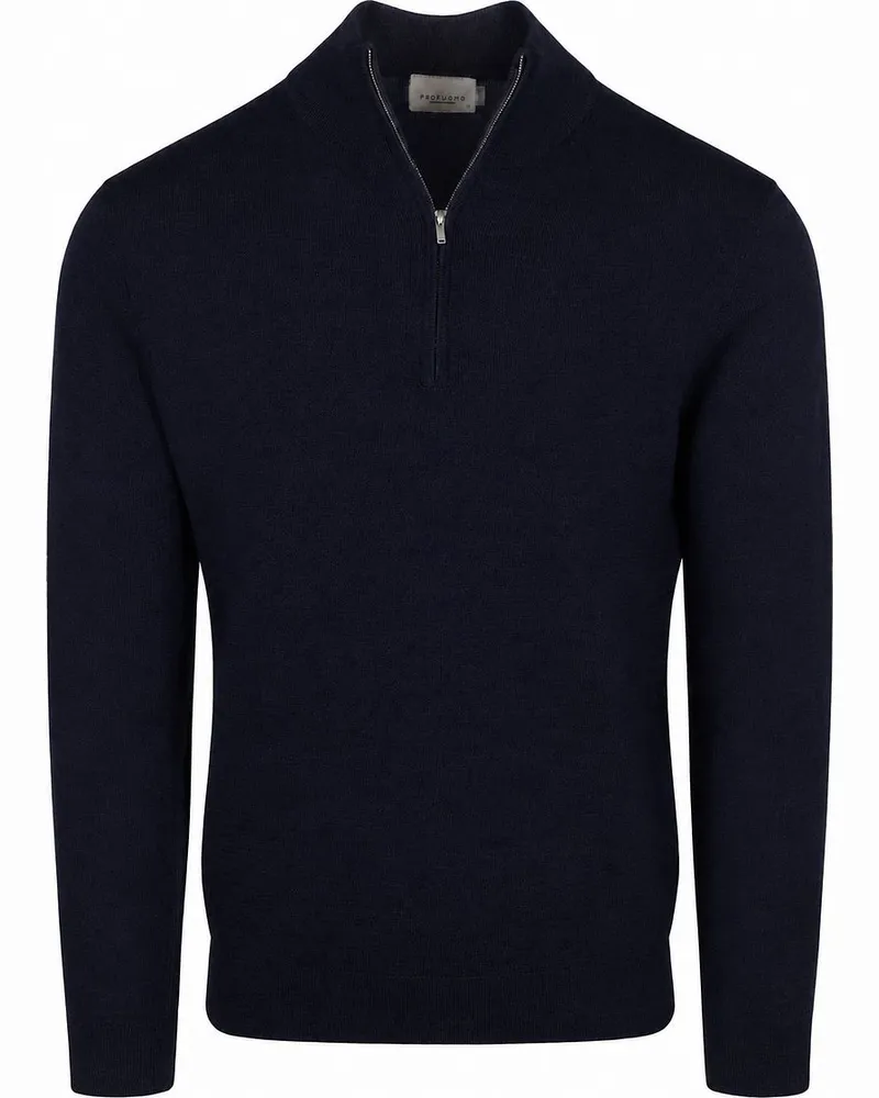 Profuomo Half Zip Pullover Merinowolle Royal Blue Dunkelblau
