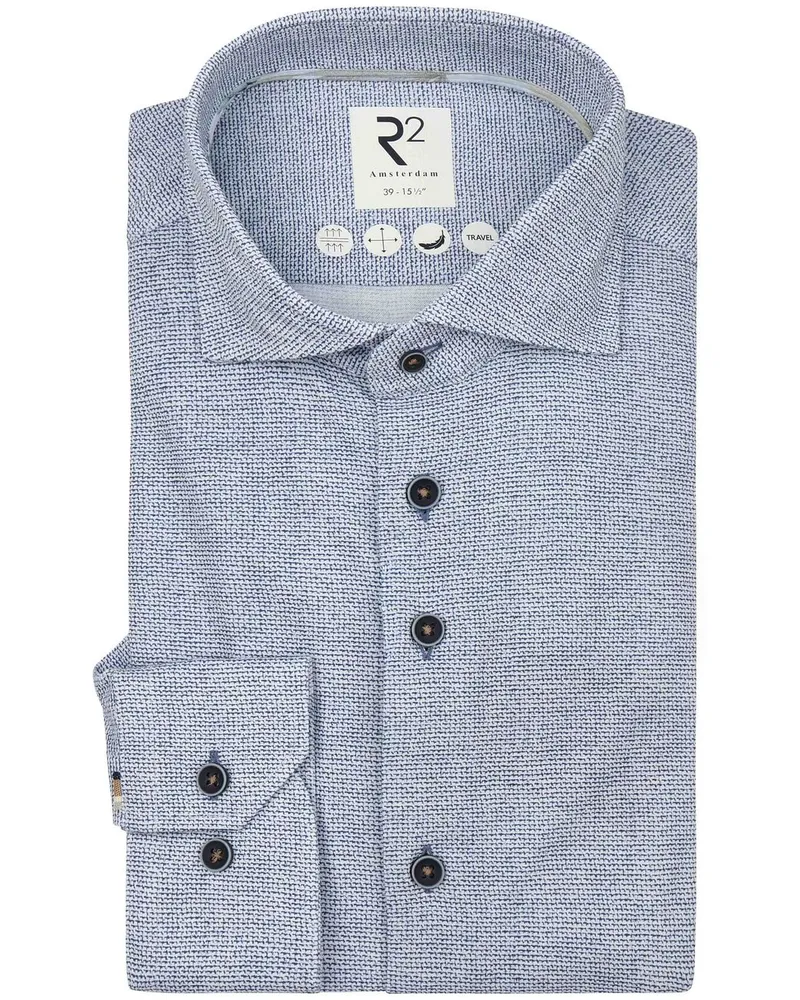 R2 Amsterdam R2 Hemd Knitted Sorona Blau Blau