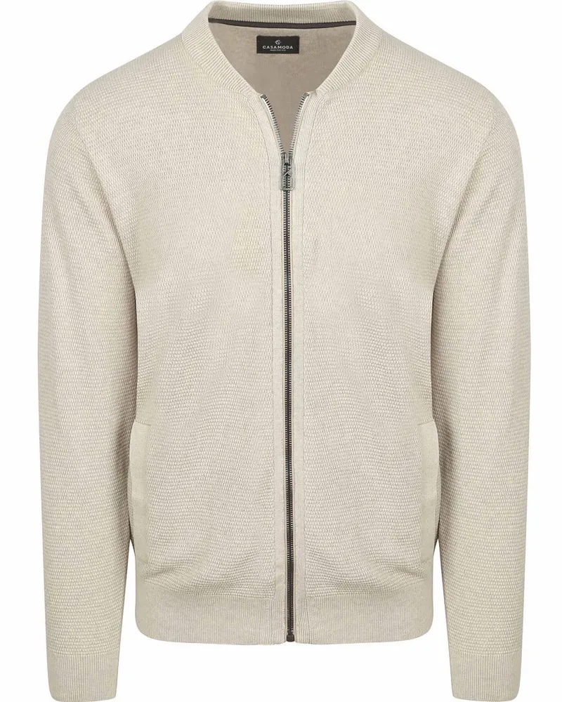 CasaModa Strickjacke Zip Structure Ecru Beige
