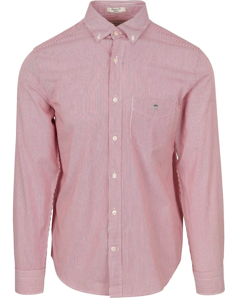 Gant Poplin Banker Hemd Stripe Rot Rot