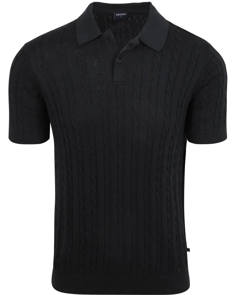 Suitable Respect Poloshirt Knit Cable Navy Dunkelblau