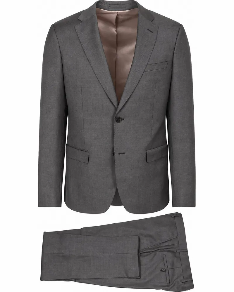 Suitable Anzug Sharkskin Wolle Taupe Braun