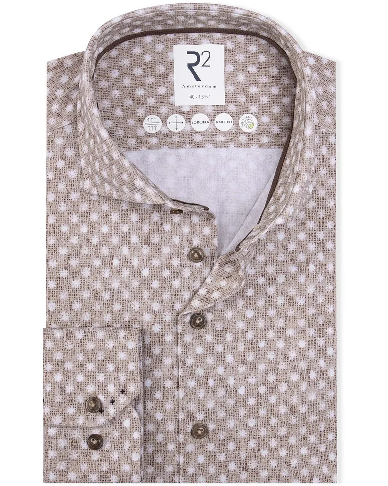 R2 Amsterdam R2 Hemd Sorona Flower Druck Beige Beige