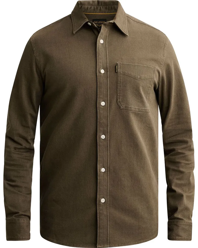 PME Legend Colored Denim Hemd Beluga Dunkelgrün