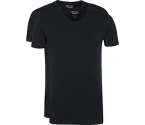 Basic T-Shirt 2er Pack V-Ausschnitt Schwarz