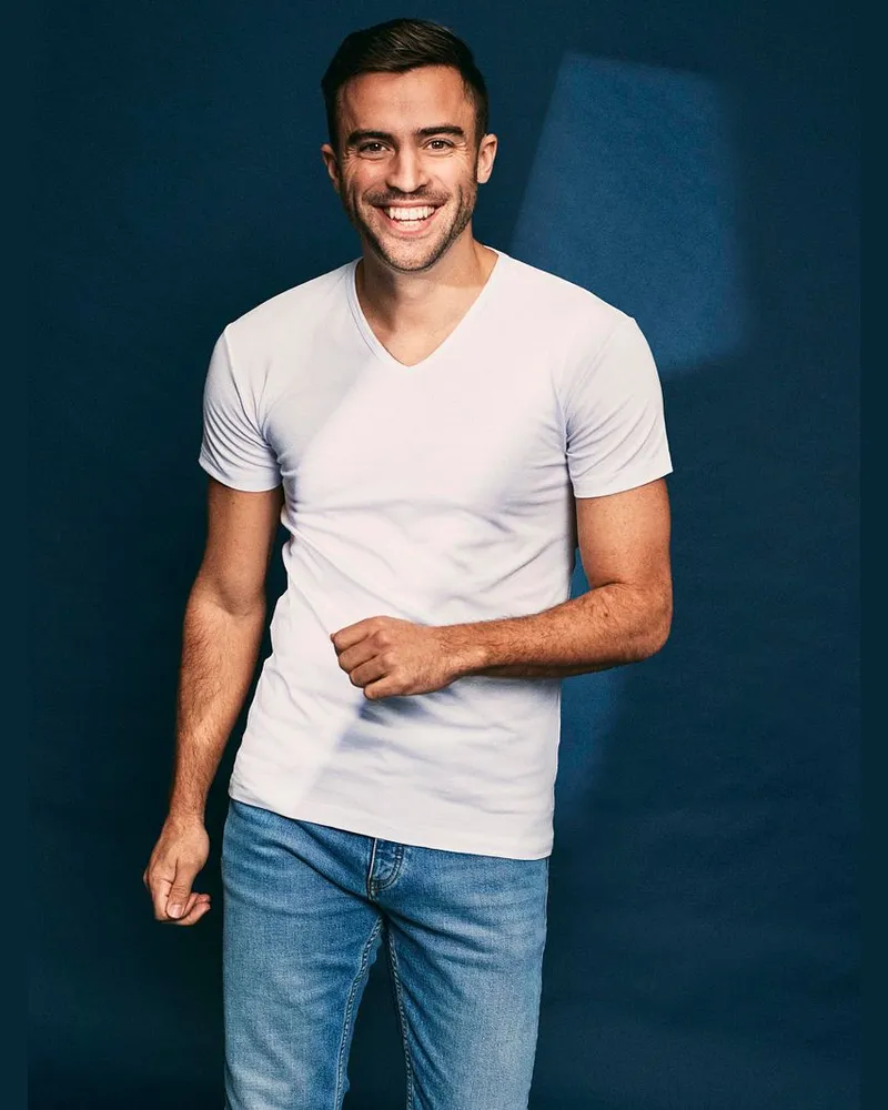 Alan Red Oklahoma Stretch T-Shirt V-Ausschnitt (3er-Pack Weiß