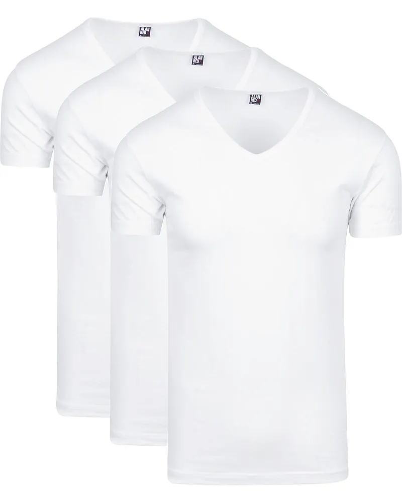 Alan Red Oklahoma Stretch T-Shirt V-Ausschnitt (3er-Pack Weiß