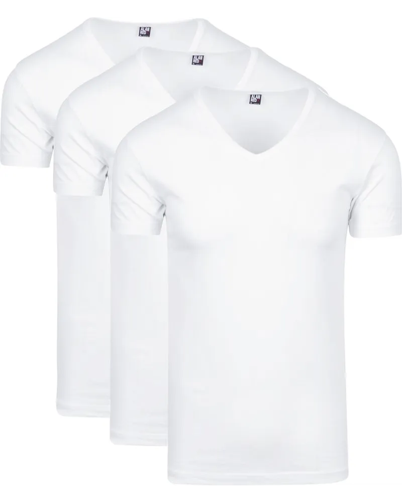 Alan Red Oklahoma Stretch T-Shirt V-Ausschnitt (3er-Pack Weiß