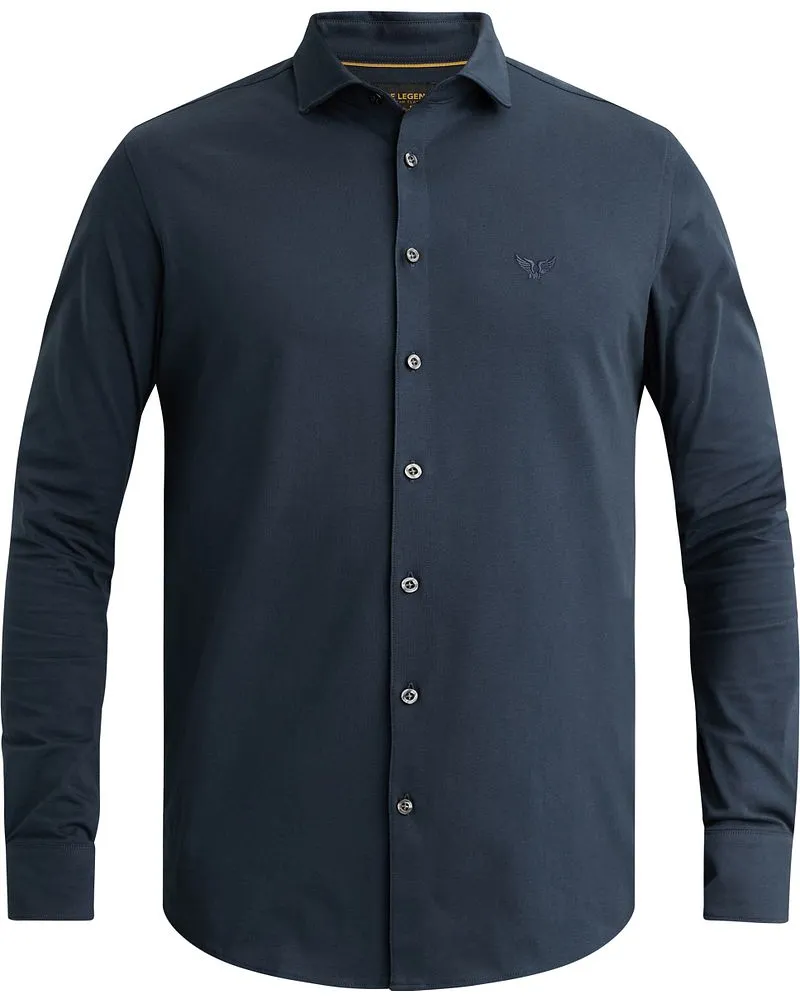 PME Legend Satin Jersey Hemd Navy Dunkelblau