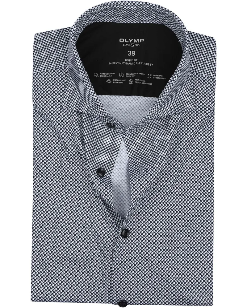 Olymp Level Five Hemd Kreise Schwarz Schwarz