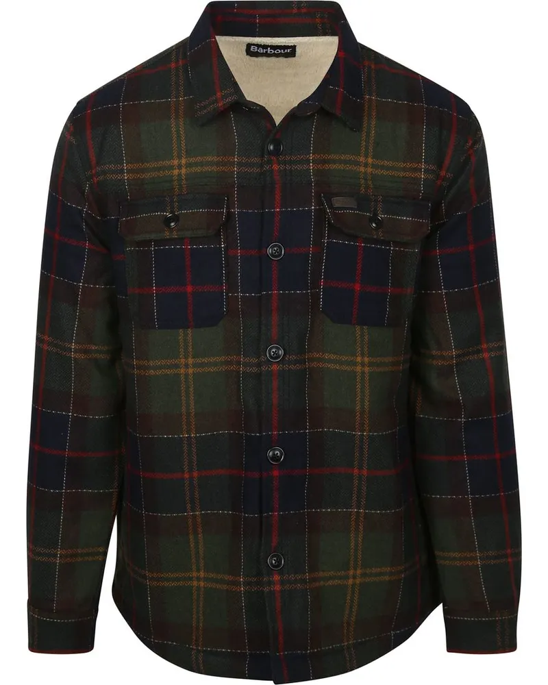Barbour Hemdjacke Wool Blend Karomuster Willberry Olive Dunkelgrün