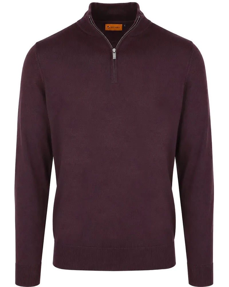 Suitable Merino Half Zip Pullover Burgundy Rot