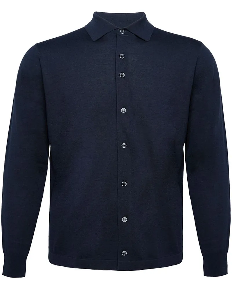 R2 Amsterdam Knitted Pull Hemd Merino Navy Dunkelblau