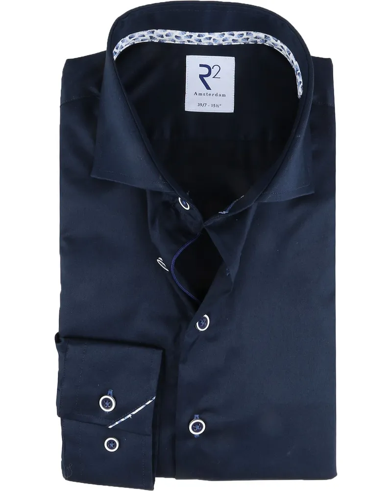 R2 Amsterdam R2 Hemd Extra Long Sleeves Navy Blau