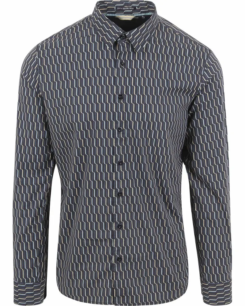 No Excess Hemd mit Musterdruck Navy Dunkelblau