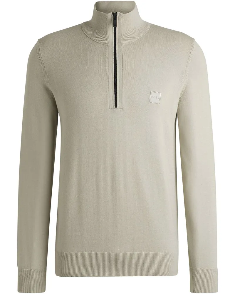 HUGO BOSS Kanobix Half Zip Pullover Ecru Beige