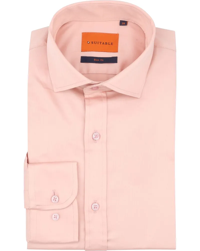 Suitable Satin Stretch Hemd Rosa Pink