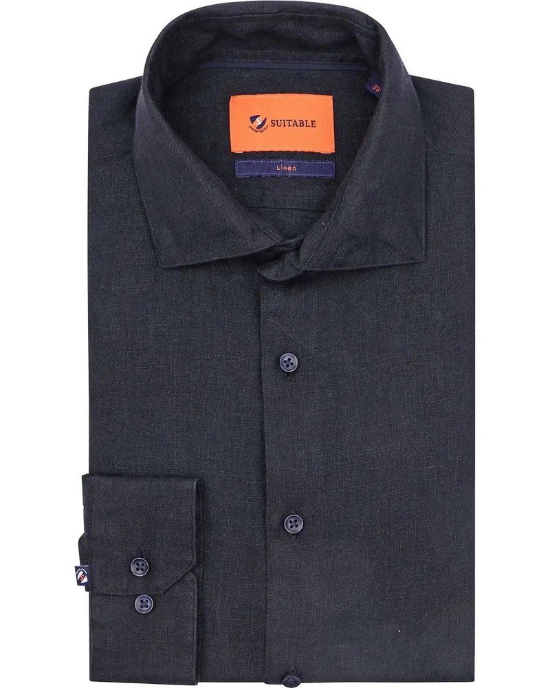 Suitable Hemd Leinen Navy Dunkelblau