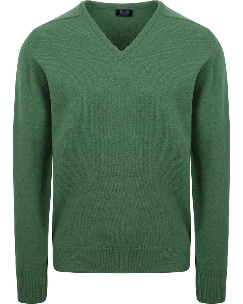 William Lockie V-Ausschnitt Pullover Lammwolle Grün Grün