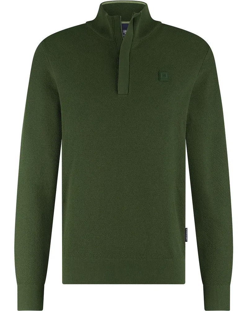 State of Art Half Zip Pullover Structure Dunkelgrün Dunkelgrün