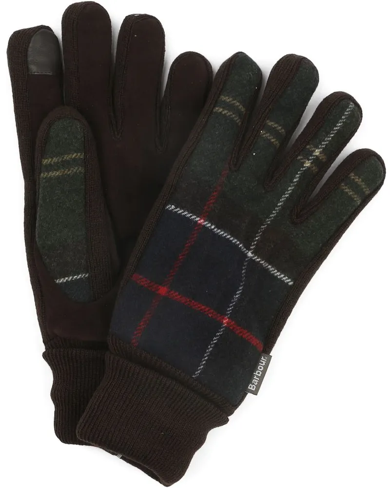 Barbour Handschuhe Hackney Tartan Grün Dunkelgrün