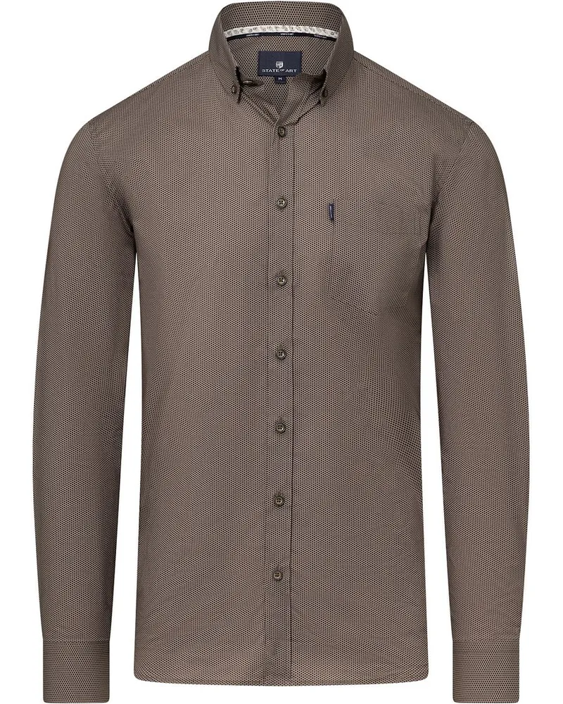 State of Art Hemd Druck Baun Braun