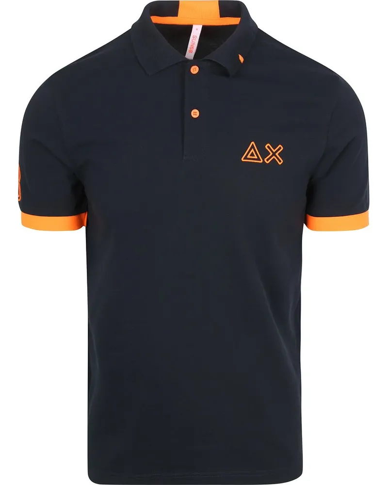 Sun68 Poloshirt Logo Fluo Navy Dunkelblau
