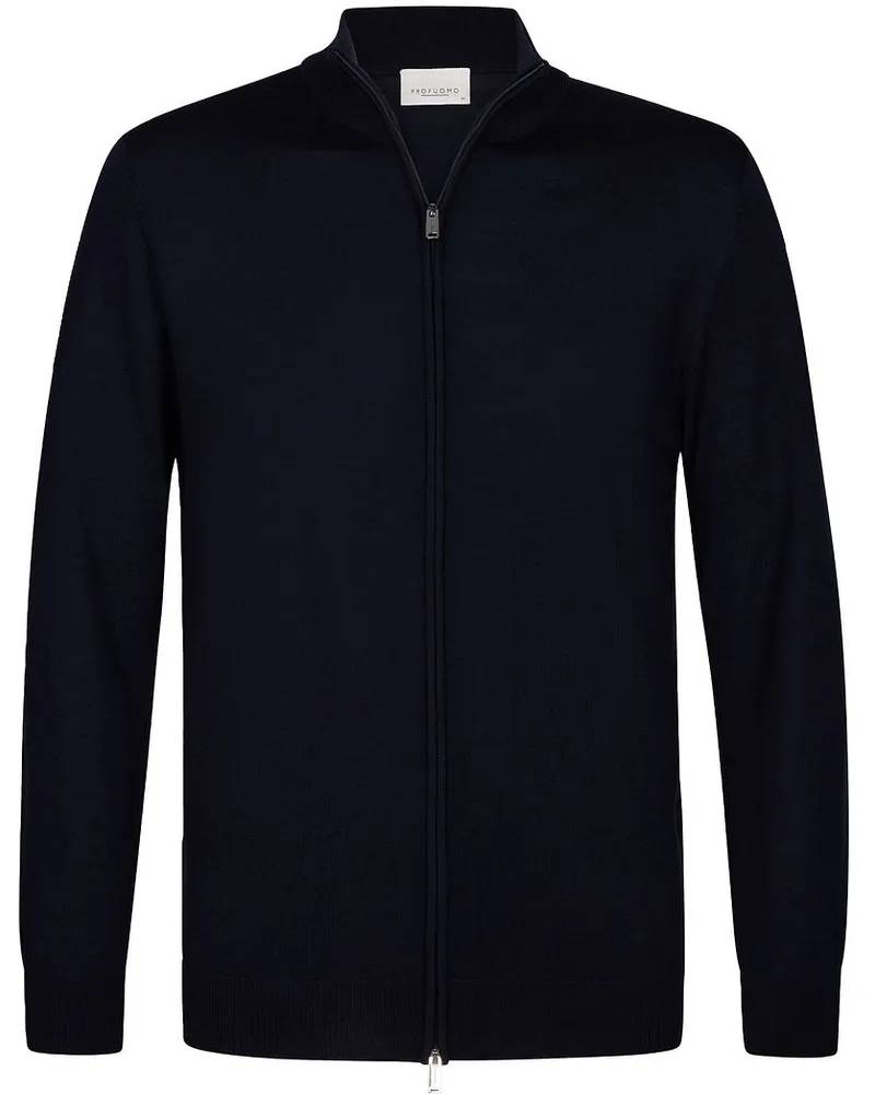 Profuomo Strickjacke Merinowolle Navy Dunkelblau
