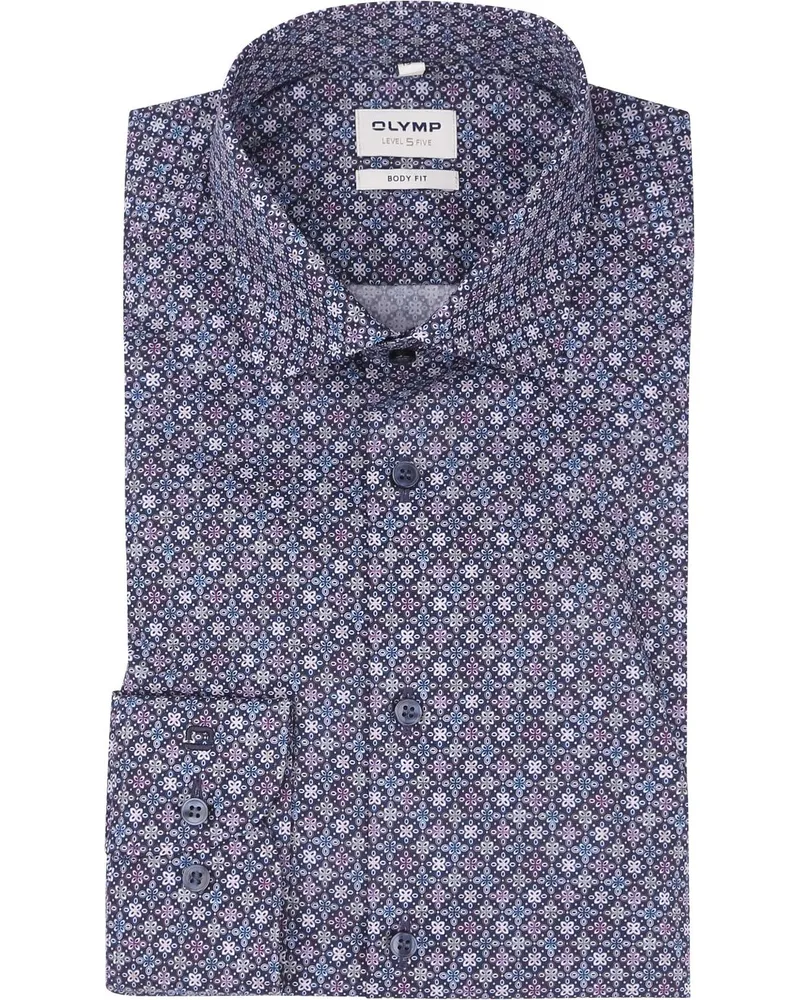Olymp Level 5 Hemd Druck Blau Dunkelblau