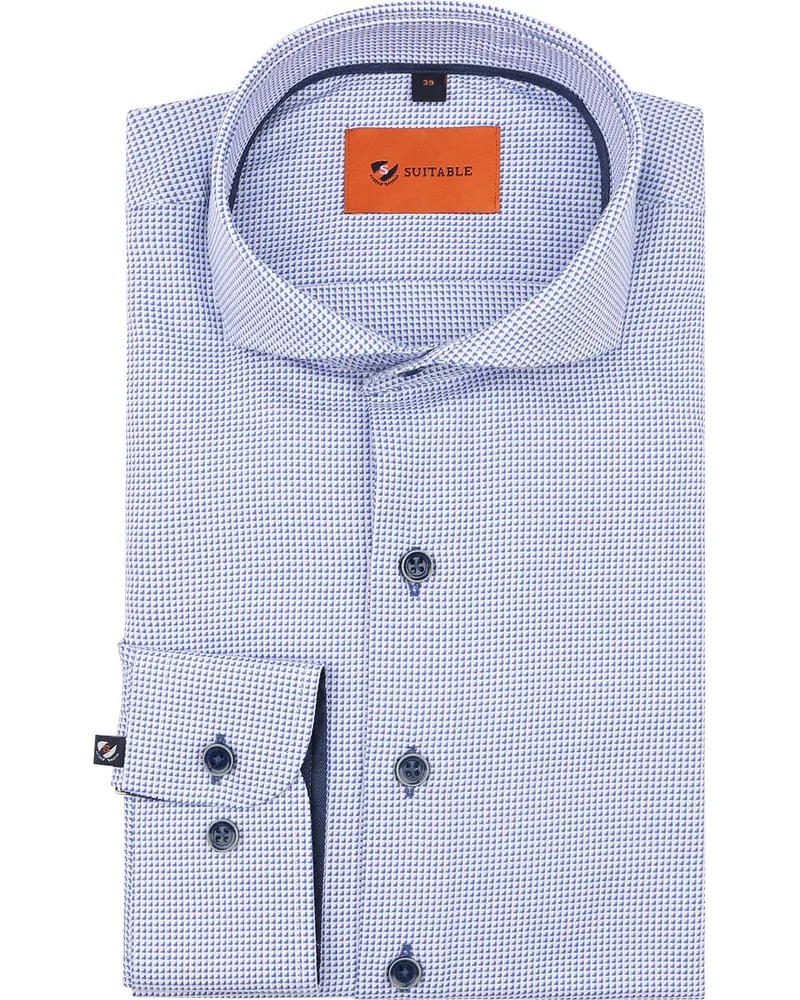 Suitable Twill Hemd Druckmuster Hellblau Hellblau
