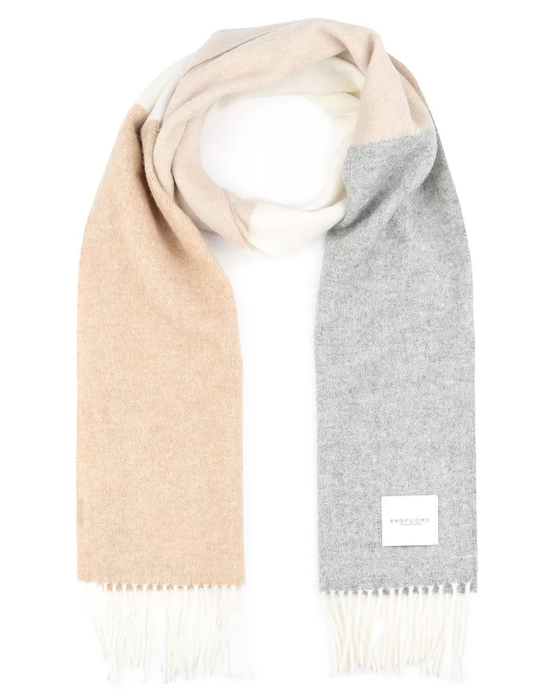 Profuomo Schal Lammwolle Grau Beige Beige