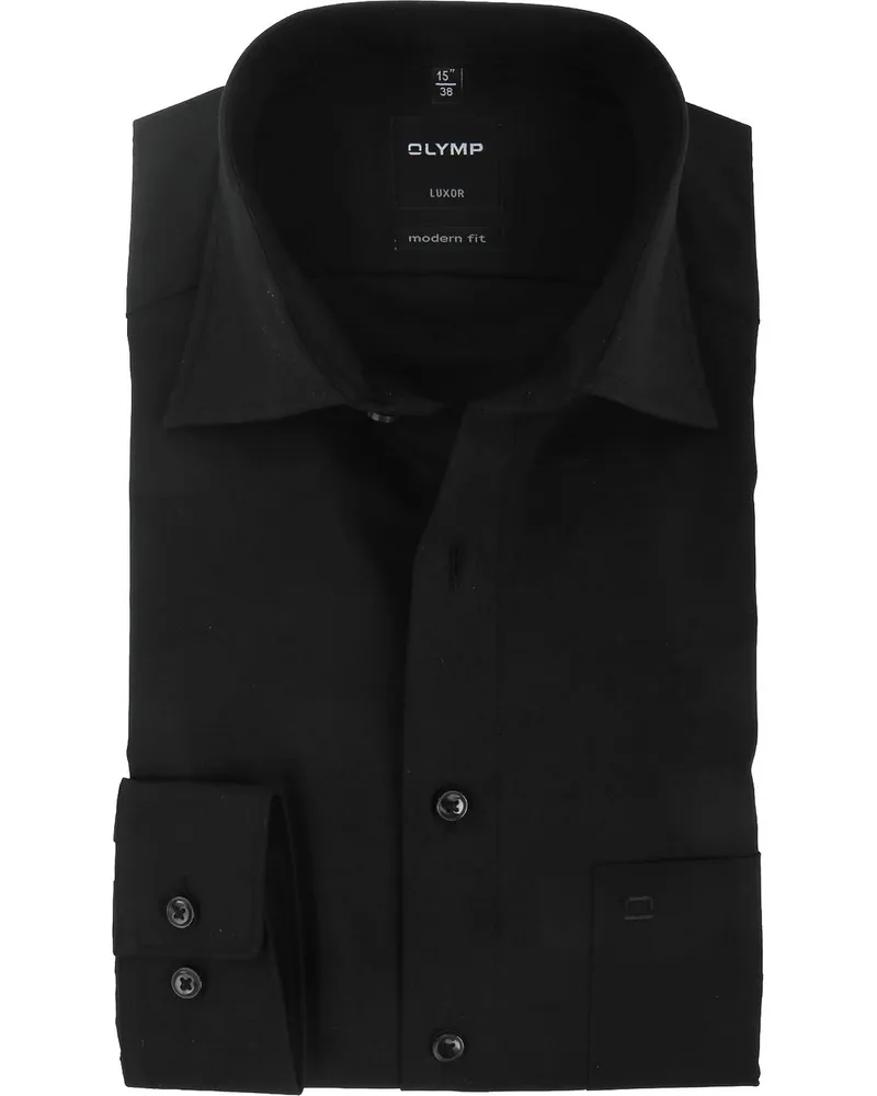 Olymp Luxor Hemd Schwarz Modern Fit Schwarz