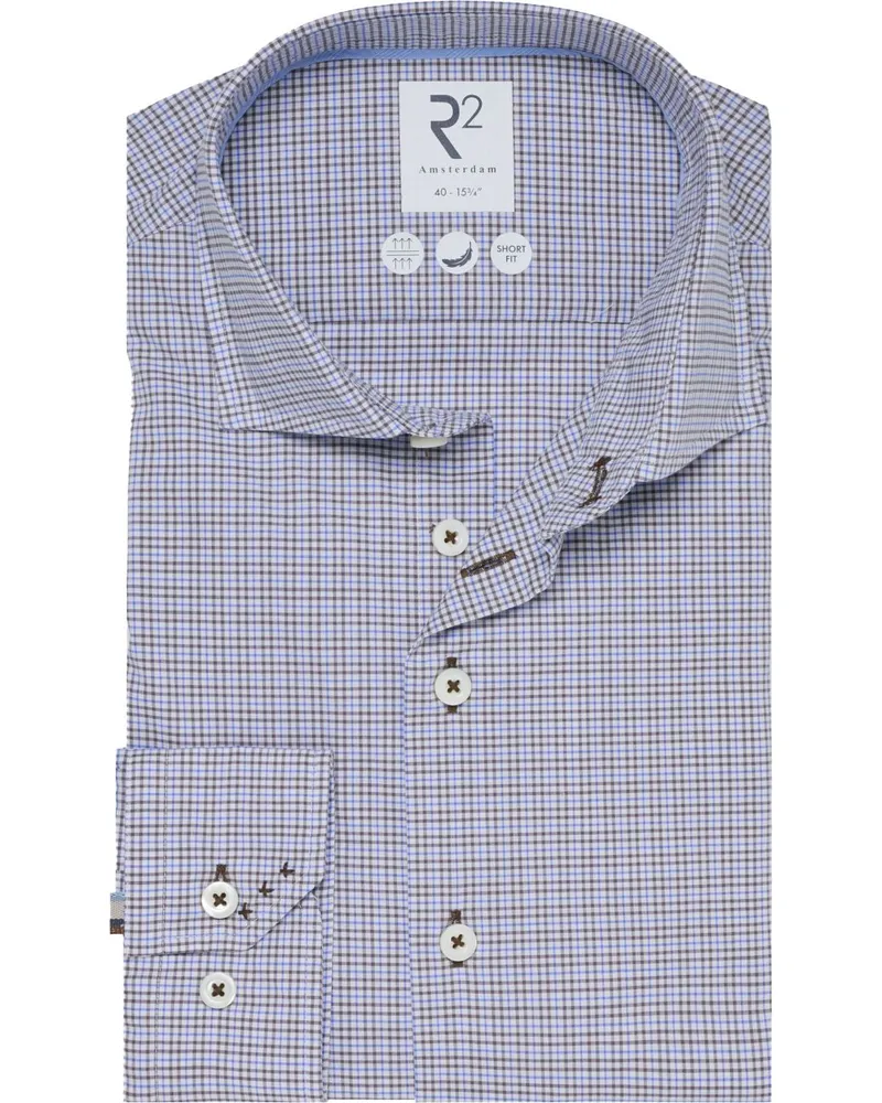R2 Amsterdam R2 Hemd Classic Karos Blau Blau