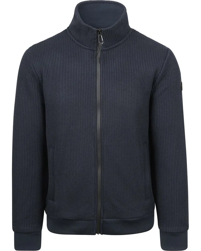 No Excess Strickjacke Knitted Rib Structure Navy Blau