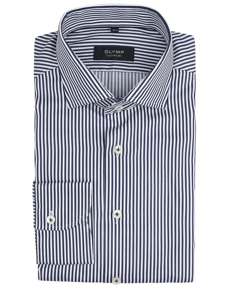 Olymp Signature Hemd Streifen Blau Blau